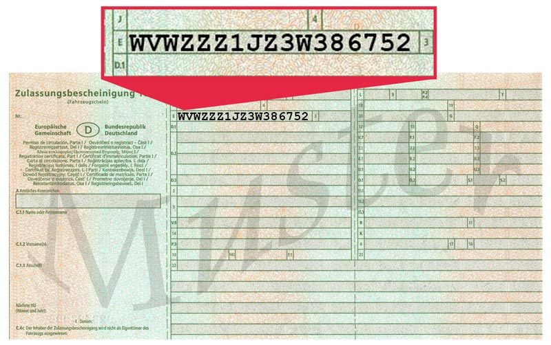 Fahrzeugschein FIN Info